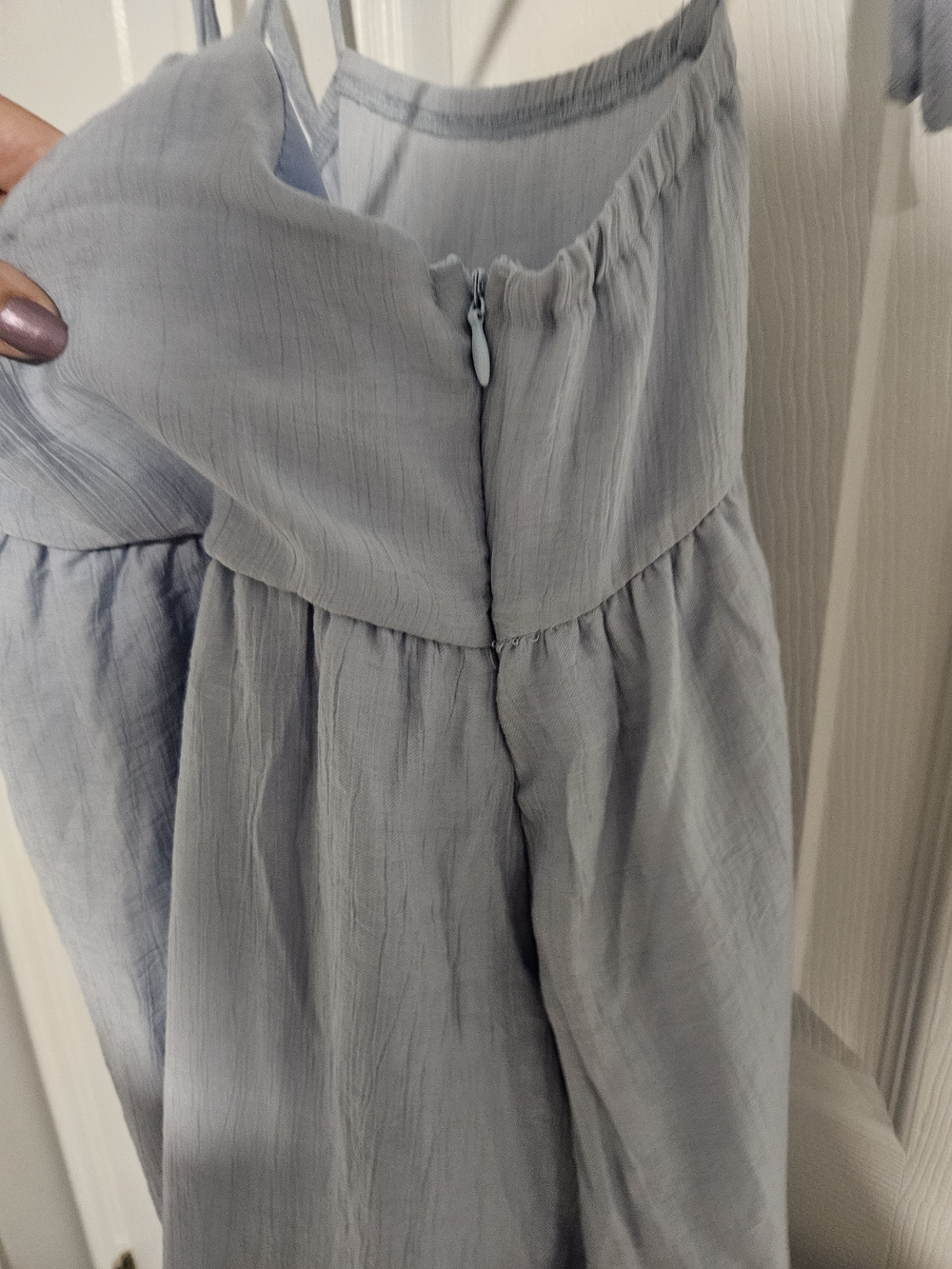 Source Unknown Light Blue Tie-Shoulder Mini Dress - Picture 6 of 6